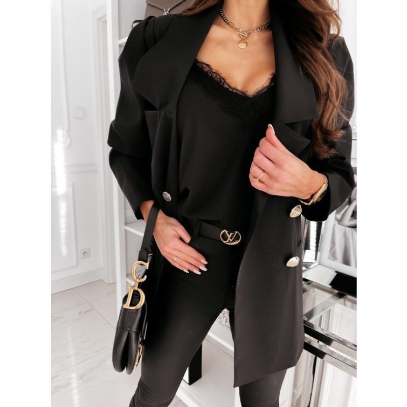 Damen Locker Langarm Umlegekragen Polyester Urbaner Stil Blazer Mantel
