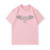 Men's 100% Cotton Crew Neck Short Sleeve T-Shirt, Geometric Stylized Flying Eagle Print Casual Comfortable Lightweight Daily Wear Tee for Outdoor Stre