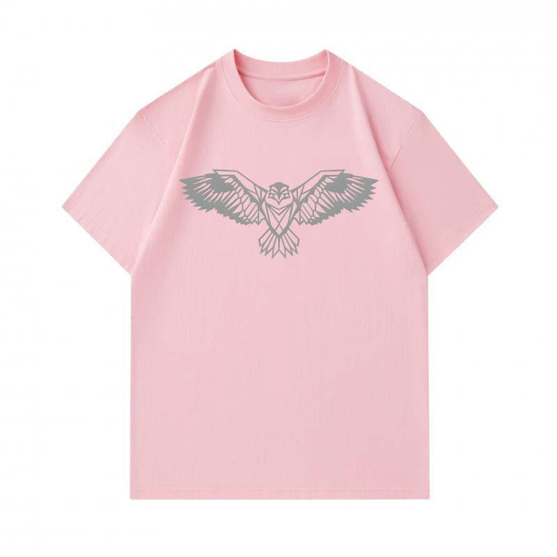 Men's 100% Cotton Crew Neck Short Sleeve T-Shirt, Geometric Stylized Flying Eagle Print Casual Comfortable Lightweight Daily Wear Tee for Outdoor Stre