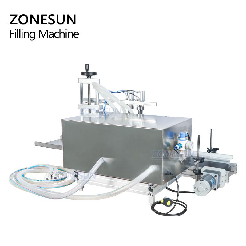 ZONESUN ZS-DTDP20-2s Automatic Big Flow Double Heads Liquid Beverage Shampoo Gel Filling Machine Diaphragm Pump Bottle Filler