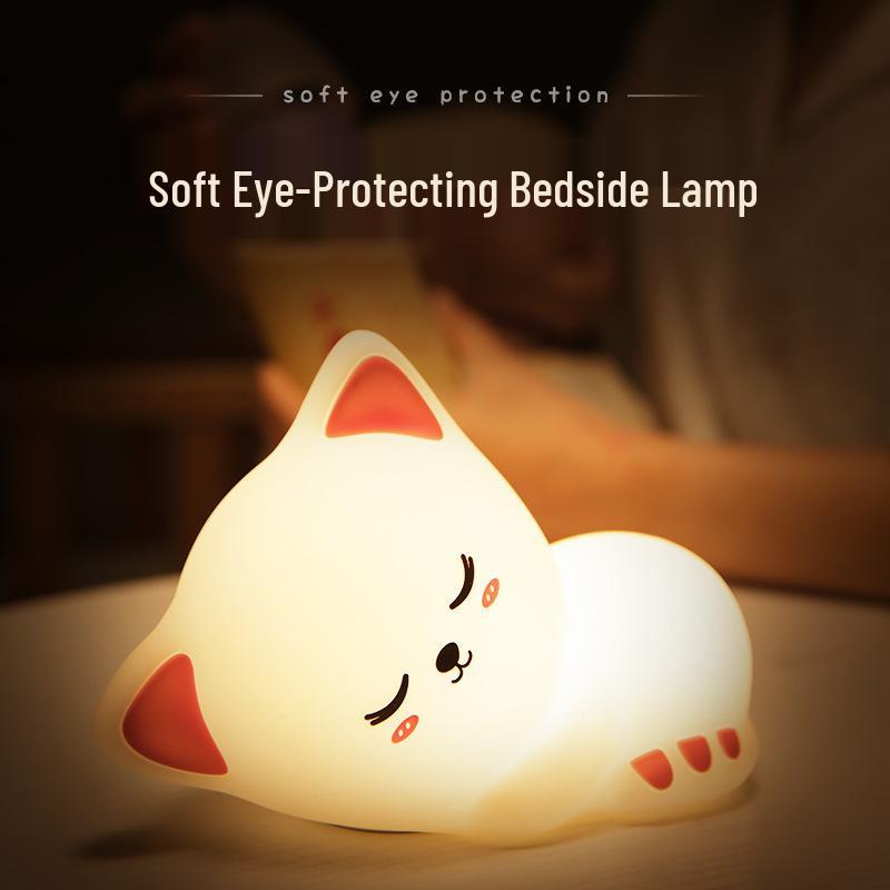 Silicone Cat Night Light: Rechargeable Bedside Lamp for a Cozy Atmosphere