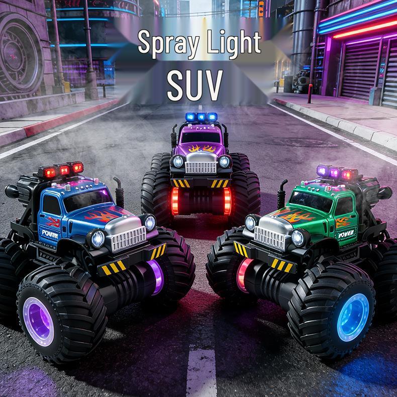 Cross-Country Big Foot RC Off-road Stunt Car with Spray Lights & Gear Shifting - Drop-Resistant Children's Toy