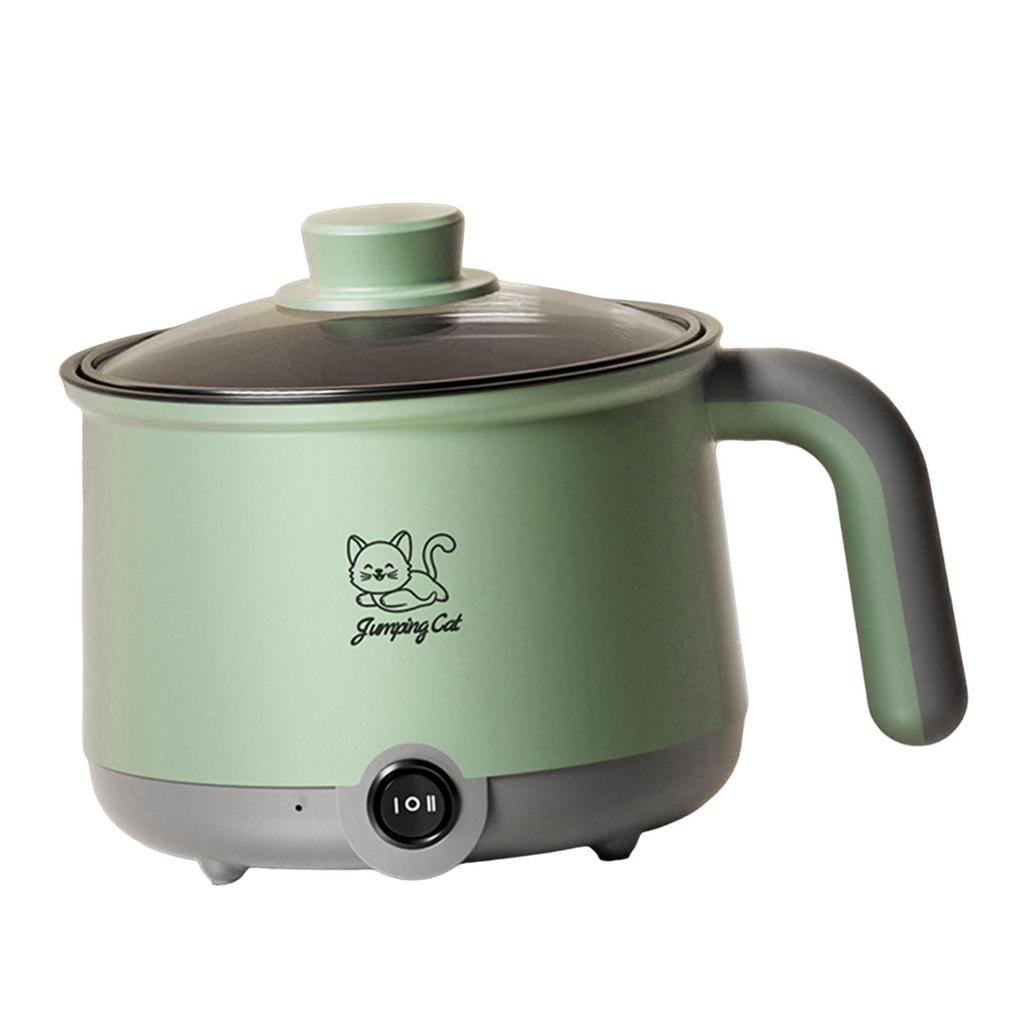 Electric Pot Frying Pan Household Mini for Dumpling Soup Oatmeal Gray Green