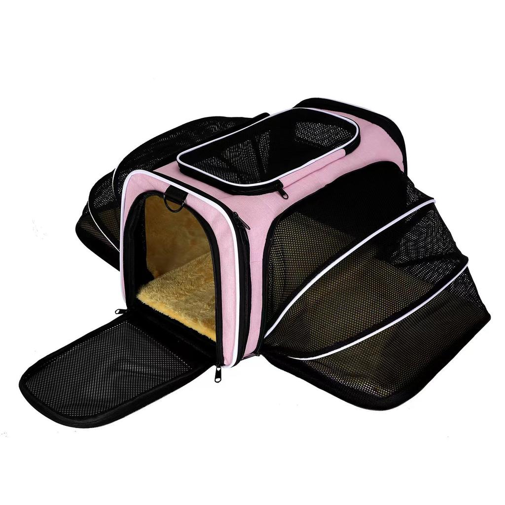 Airline Approved Reflective Soft Sided Mesh Pet Dog Carrier Breathable Foldable Travel Bag Outdoor Backpack