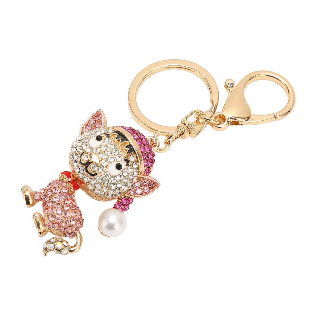 Cute Dog Keychain Bling Handbag Pendant Puppy Car Key Ring Decoration Bag Accessories Pink