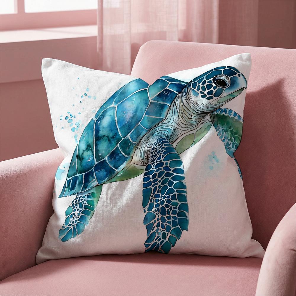Sea Animal Turtle Coral Cushion Cover Multi-Scene Pillow Cover for Home & Car - Reversible, Soft & Durable for Daily Use