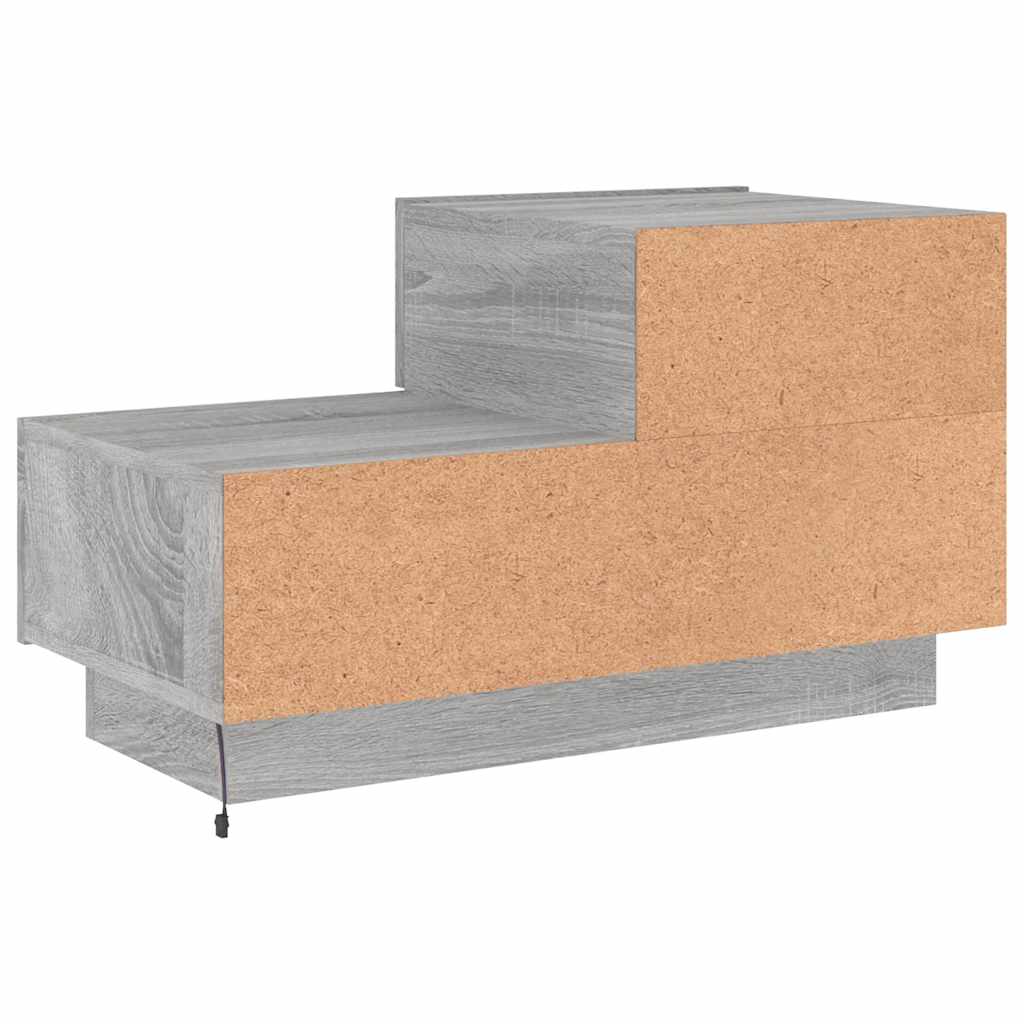 Nightstand with LED Lights Grey Sonoma 70 X 36 X 40.5 Cm