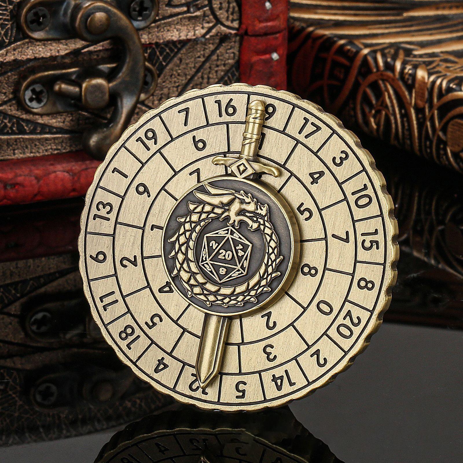 

Metal Dice Seven-in-one Dragon Swallowing Tail Pointer Gyro Turntable Dice Game One Size