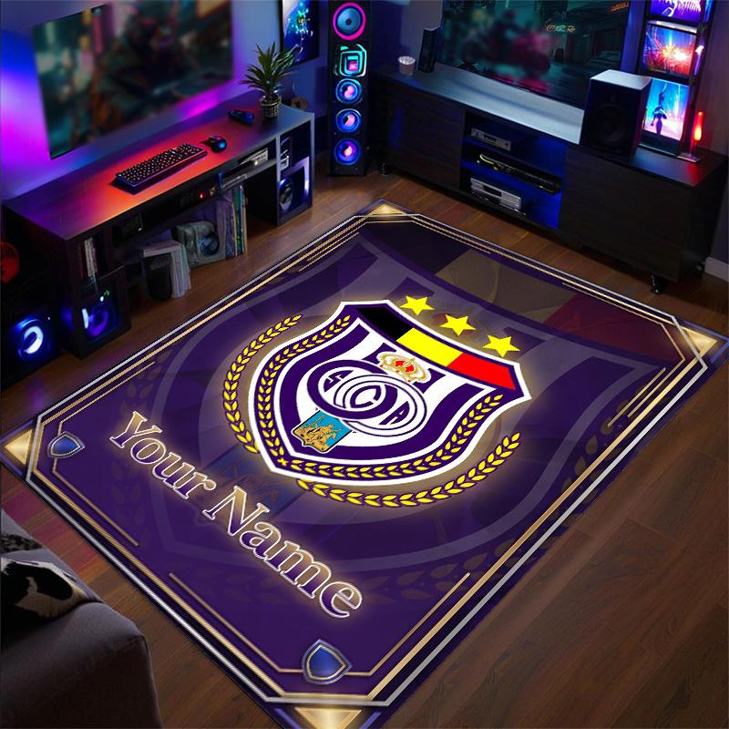 Kristall-Samt-Teppich Anderlecht FC Aufdruck Benutzerdefinierter Name Text Fußmatte Heimdekoration