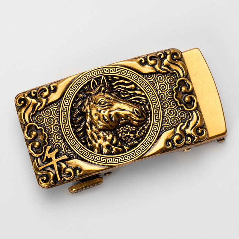 Zodiac Herren Automatik Gürtelschnalle Personalisiert Retro Kupfer 40cm Automatische Zinklegierung Gürtelschnalle