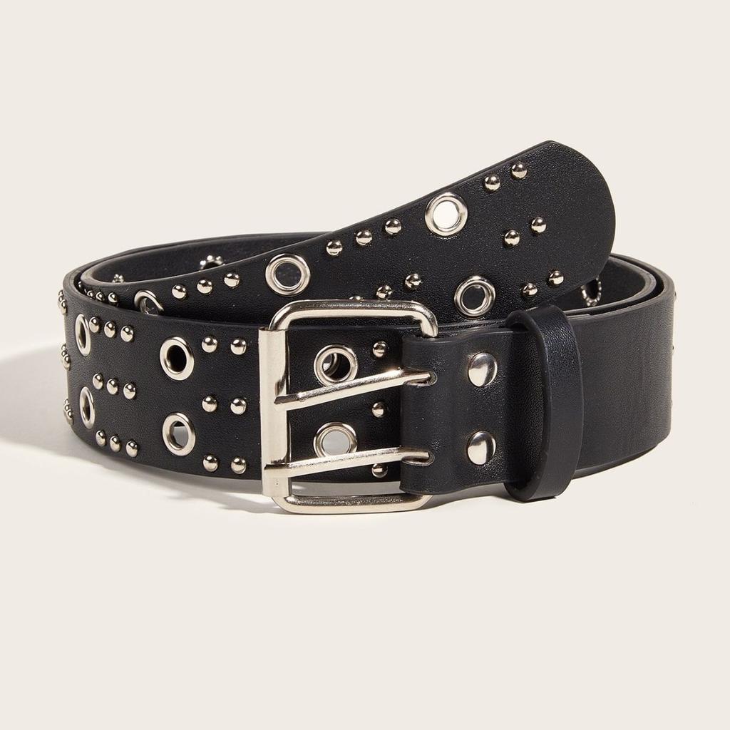 Punk Trend Ladies Double Row Casual Belt Denim Belt Fashion Decorative Belt