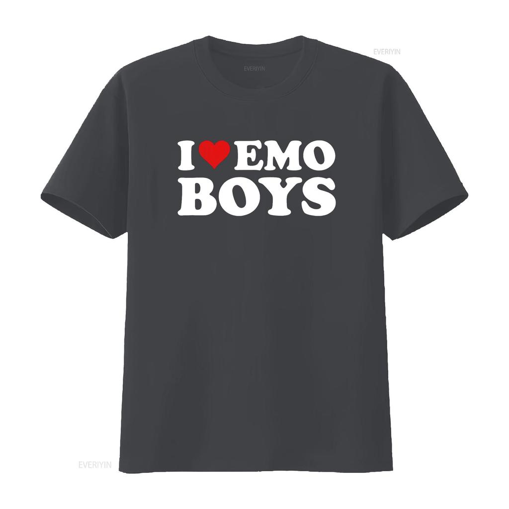 I Love Emo Boys T Shirt vintage Washed Stretched fashion Comfortable Unisex Soft designer clothes Breathable streetwear Stylish