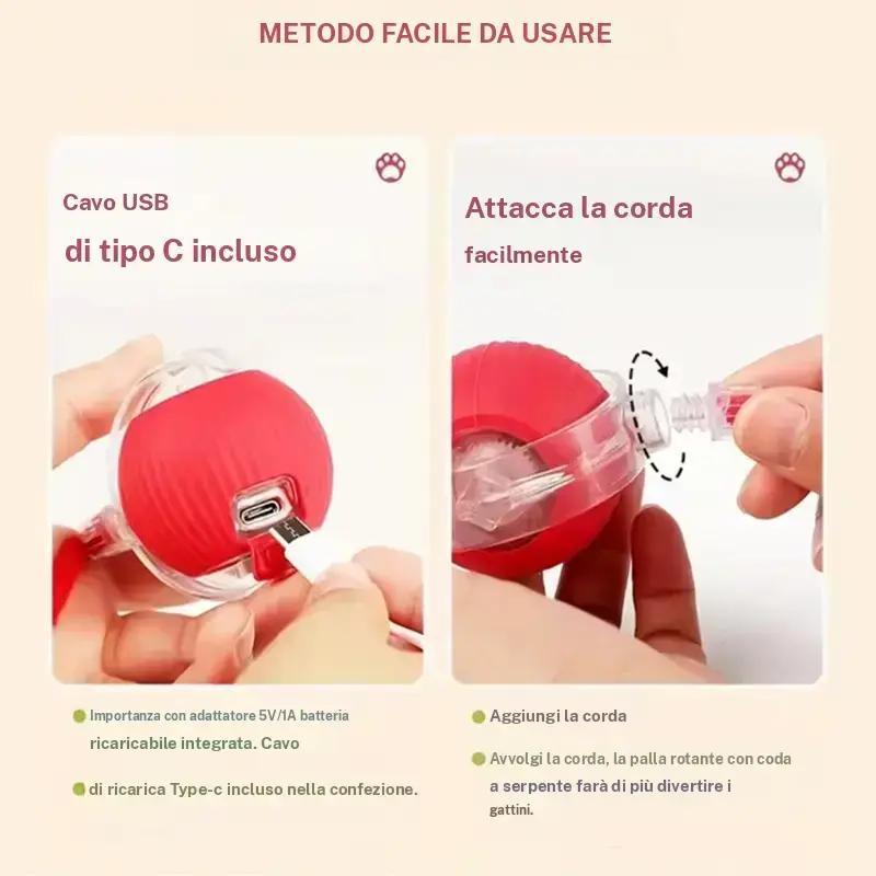 Smart Electric Cat Rolling Ball Toy with Colorful Plush Tail, Automatic Obstacle Avoidance Interactive Pet Toy for Cats and Dogs
