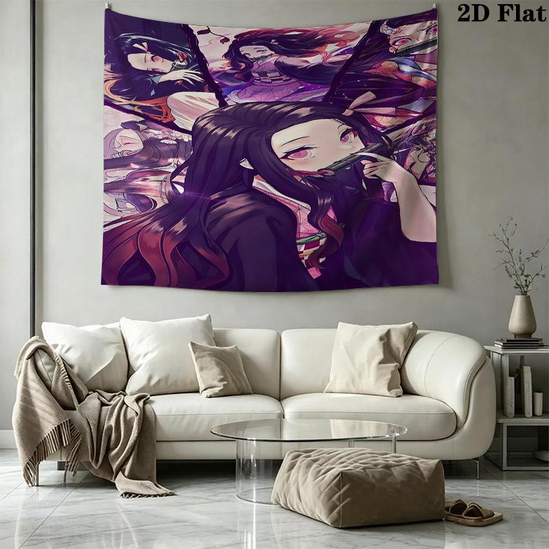 Demon Slayer Wall Tapestry Aesthetic Wall Hanging Printed Fabric Blanket Decorative Tapestries For Bedroom Living Room Home Decor