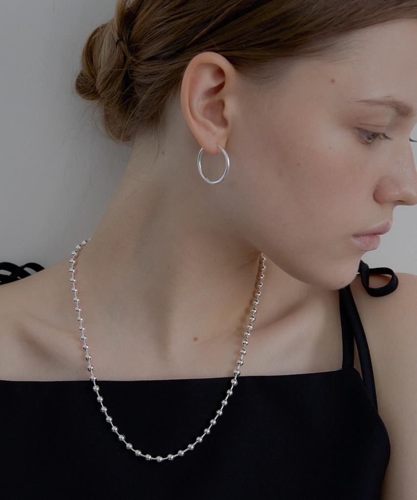 Alleun Silver 925 Ball Chain Long Necklace Bold (C Type)