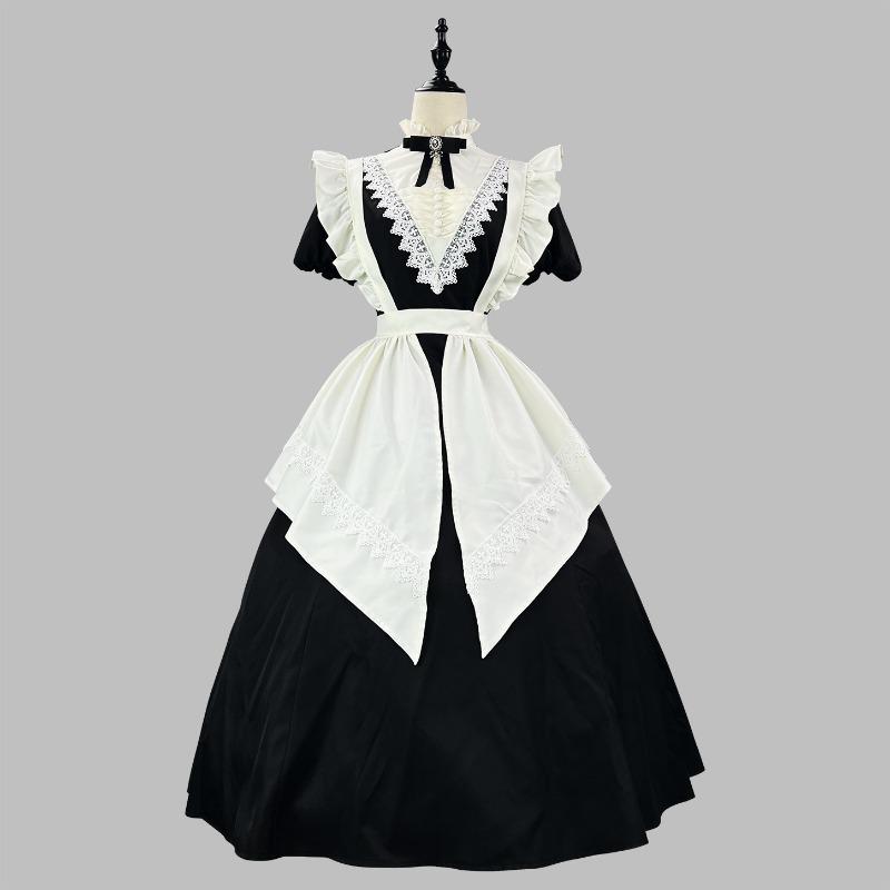 

New product, Gothic nun black long and short op-sleeved apron, wear more maid clothes, Halloween maid clothes S