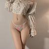 Women's Summer Fashionable and Sexy Lace Printed Rose Flower Invisible Thong Underwear