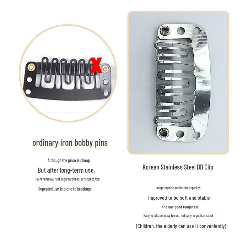 3.2 Nine-Tooth Stainless Steel Anti-Slip Snap Wig Clips for Headwear and Weft Fixing