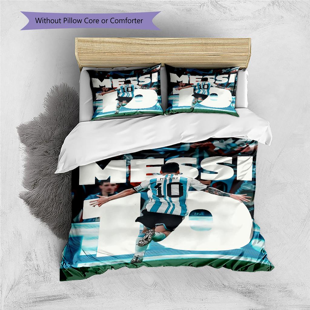 Biancheria da letto con motivo Lionel Messi Decorazione per la casa Regalo di compleanno (1 * copripiumino + 2 * federa, senza nucleo),merchandising per fan.