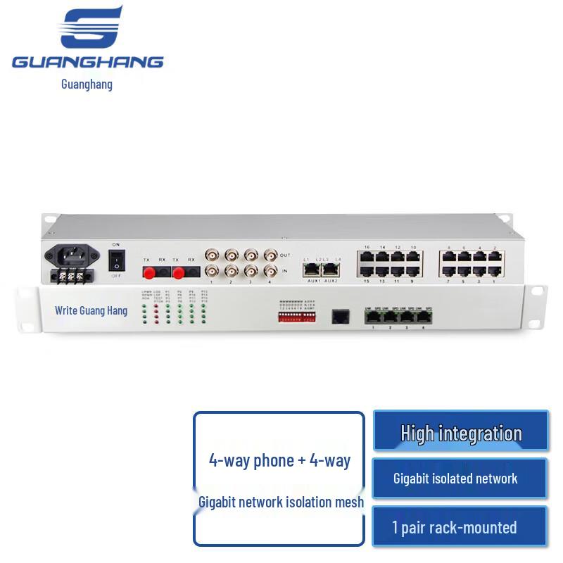 

Guanghang Rack-Mount 4-Channel Voice & Gigabit Data Optical Multiplexer