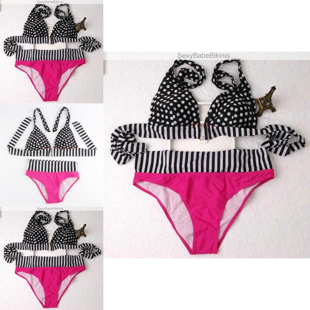 Chic And Sexy Women Swimwear Bathing Suit With Dotted Fringe And Stripe Design