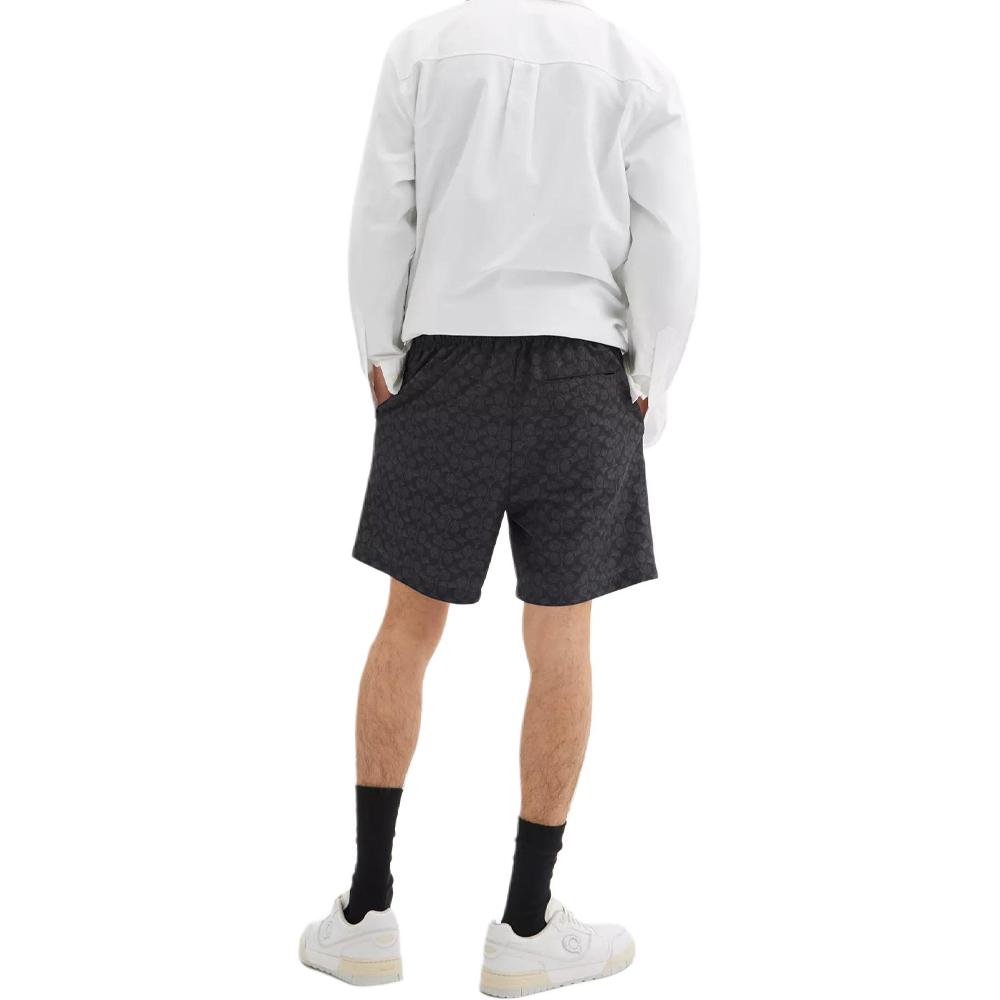 Coach Ss25 Solid Color All Over Print Elastic Drawstring Three Quarter Beach Shorts Men shorts Black CZ537-R8E