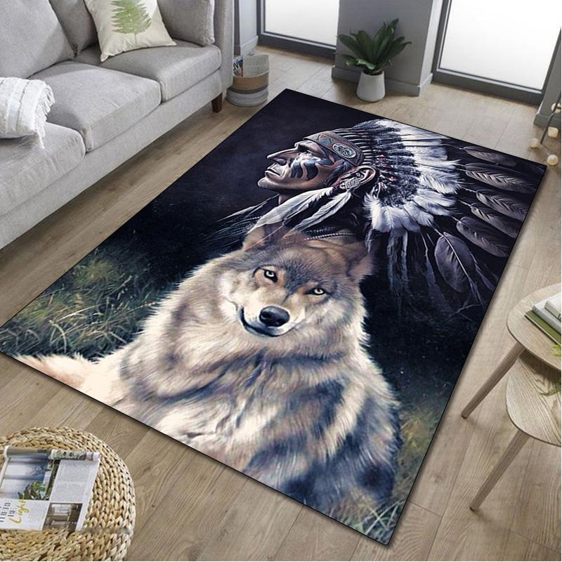 Native American Print Rug - Home Decoration Carpet For Living Room Bedroom Flooring Computer Chair Area Rug
