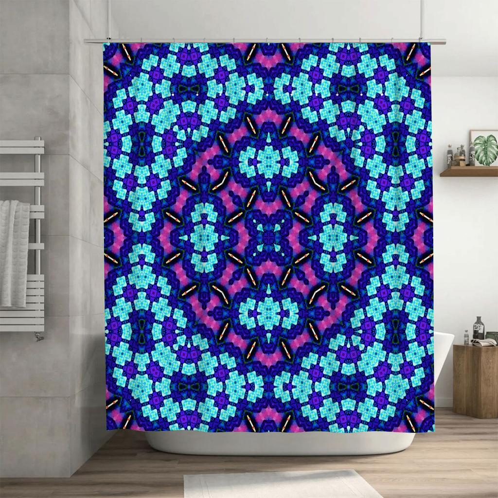 Blue Purple Green Bathroom Shower Curtain Waterproof Fabric Decorative Home Decoration 180X240cm (B)