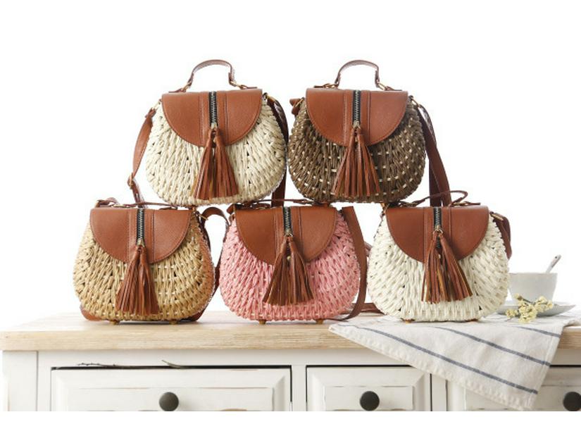 Neue Damen-Crossbody-Strandtasche aus gewebtem Papierseil