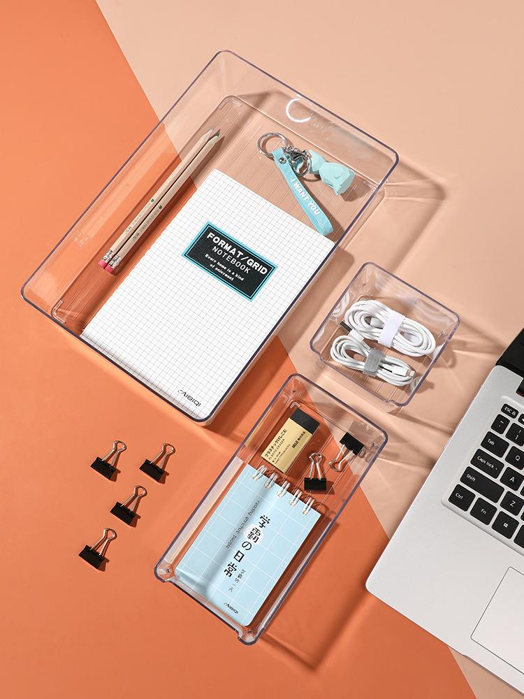 Transparente Aufbewahrungsbox aus PET für Kosmetik und Hautpflege für den Schreibtisch oder das Wohnheim