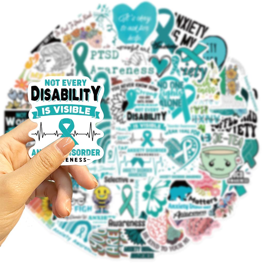 50 Anxiety Awareness Anxiety Graffiti Stickers Decorate Guitar Laptop Suitcase DIY Waterproof