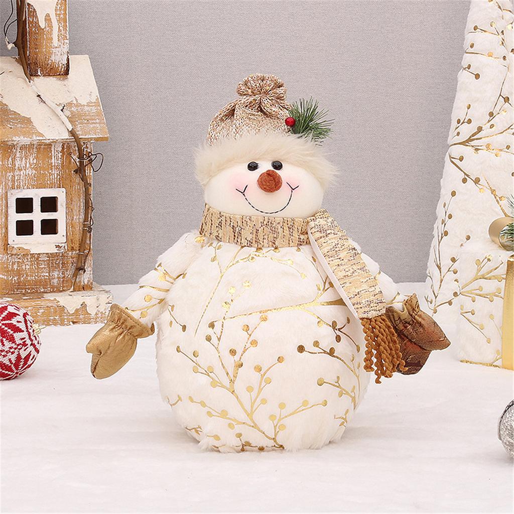 Christmas Snowman Figurines Handmade Stuffed Doll Home Decoration Holiday Party Ornament Household Accessory Daily Use