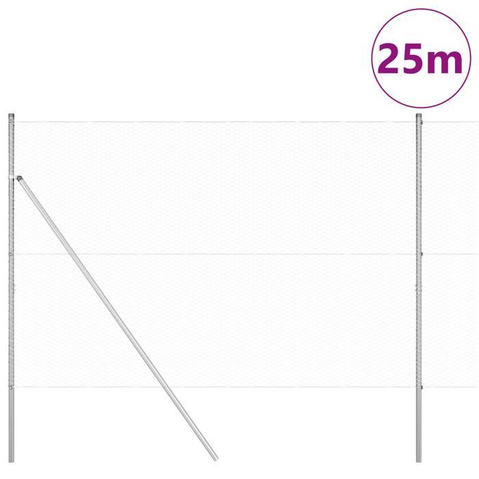 Clôture Hexagonale vidaXL 1,6x25 m Acier Galvanisé 3352971