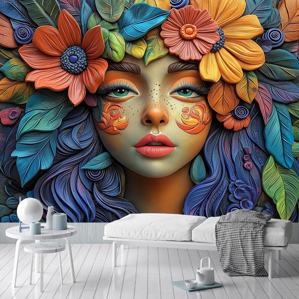 Luxury Vibrant Floral Tapestry Wall Art Intricate Design Stunning Colors Home Decor for Living Room Bedroom Office Elegant Decor