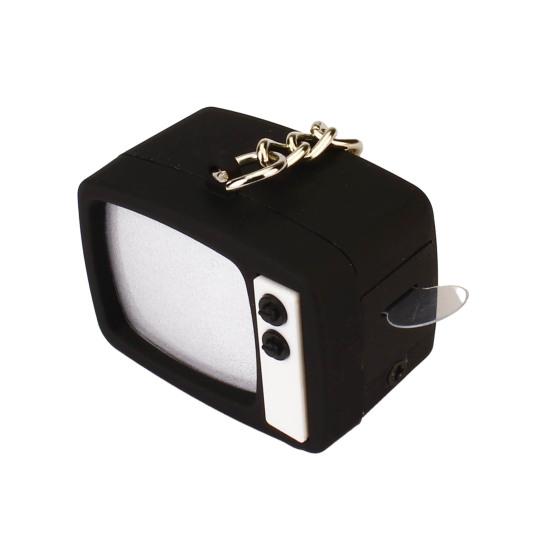 Retro TV LED-nyckelring Mini-TV-hänge med ljud, lysande nyckelring, ryggsäcksberlock för mörkersikt, roliga tillbehör