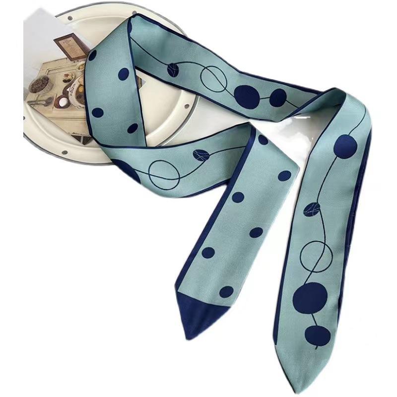 Women Casual French Style Printed Hair Band Headwear Scarves 6.5cm*90cm