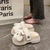 Fashion Cute Short Plush Cartoon Puppy Indoor Slippers Women Winter Warm Faux Fur Cotton Slides Comfortable Thick Bottom Bedroom Slipper