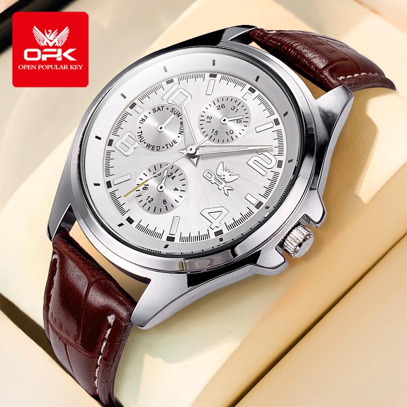 OPK 6017 Classic Simple Men Business Style Watch Waterproof  Luminous Stainless Steel Watches Hot Sale Male Quartz Wristwatches