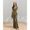 IEF Summer Elegant Waist-Cinching Top & Wide-Leg Pants Set