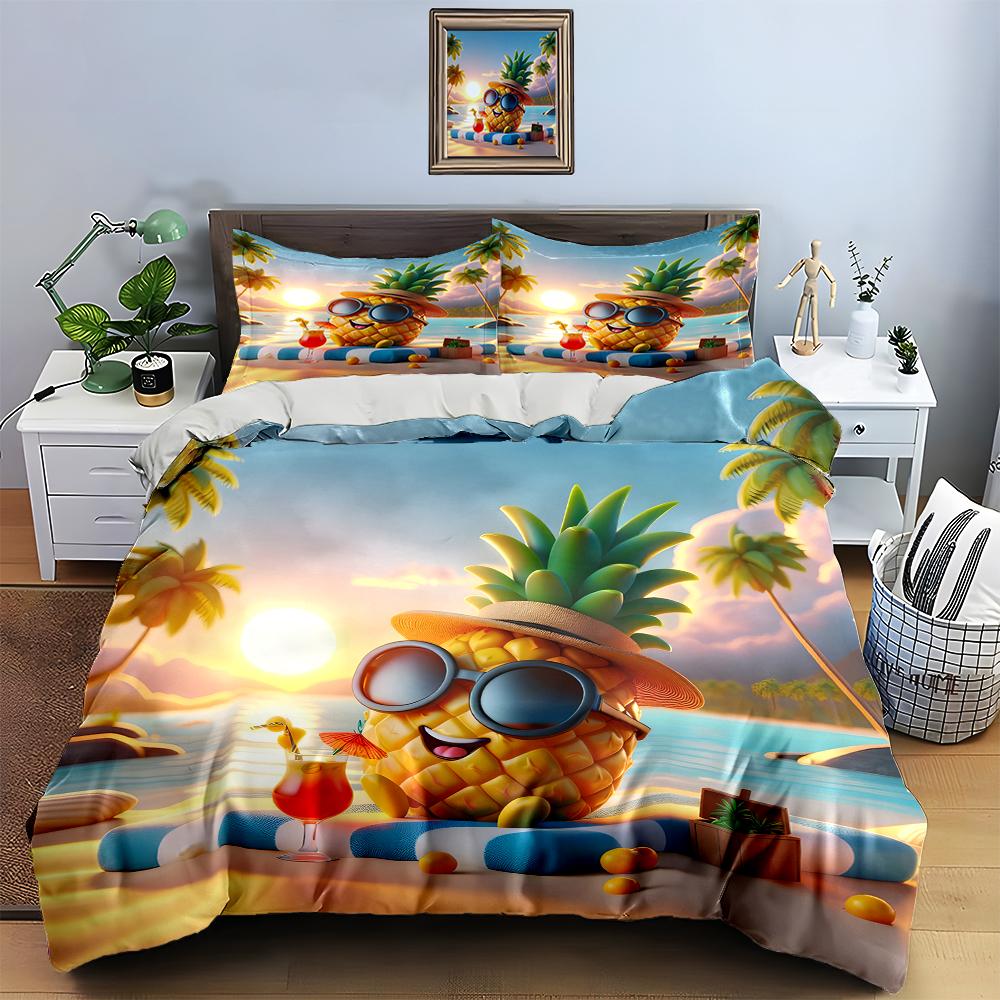 Pineapple tropical vacation Bedding Duvet cover sets Duvet covers Pillowcases gifts (1 * Duvet Cover 2 * Pillowcases, without duvet insert)