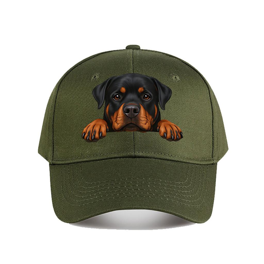 Realistischer Rottweiler Hund lugt Kunst Druck Heim Dekoration Baseball Kappe Mode Unisex Sonnenhut Damen Outdoor Sport Snapback Kappe