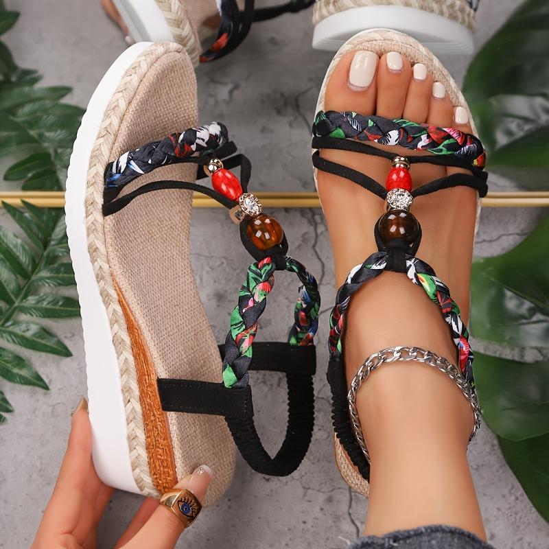 Nuevas Sandalias de Cuña de Estilo Bohemio para Todas las Estaciones Zapatos Casuales de Moda para Mujer con Suela Gruesa