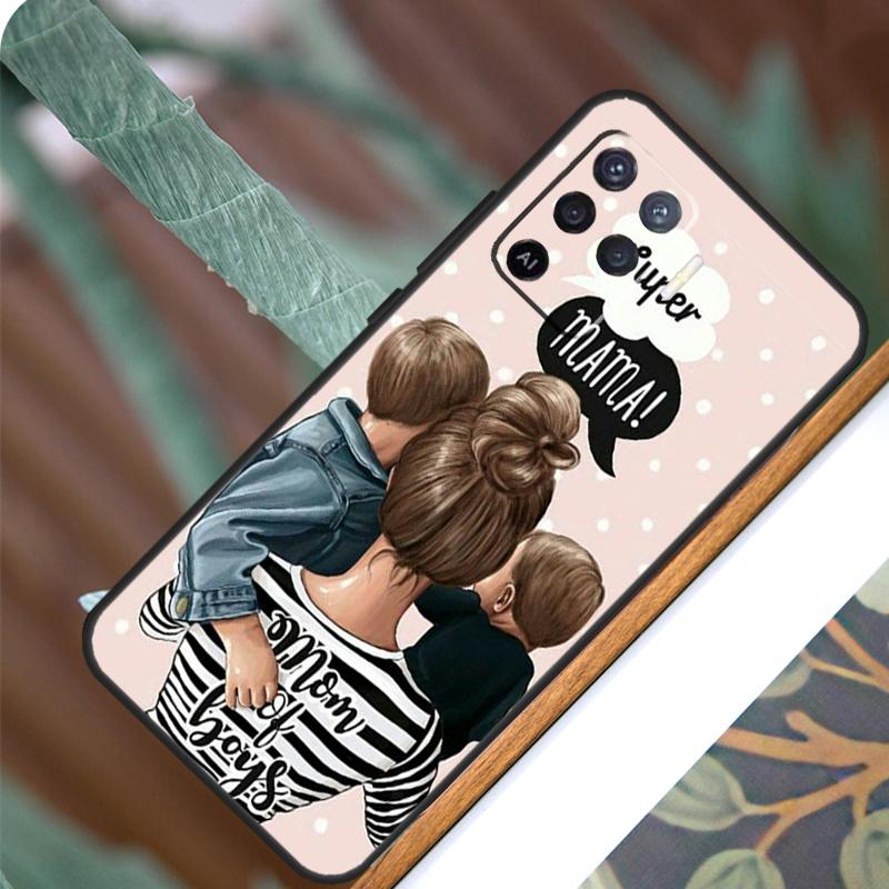 Beautiful Mother Daughter Son For OPPO A58 A78 A98 A54 A74 A94 A16 A76 A96 A5 A9 A52 A72 A79 A53S A15 A17 A57 A77 Case