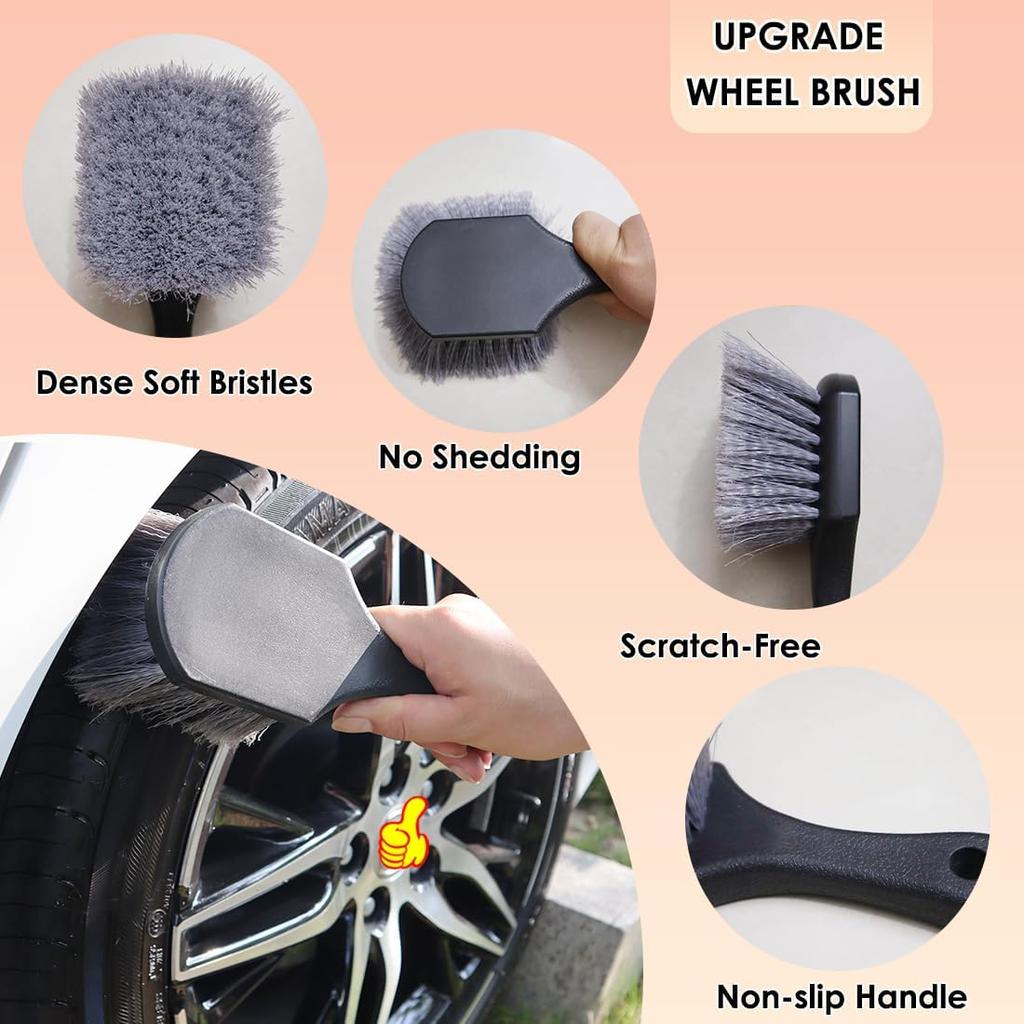 Tire Brush Wheel Cleaner Brush,Soft Bristle Cleaning Brush,Car Wash Brush Clean Tires & Wheel Releases Dirt And Road Grime,Car Accessories For