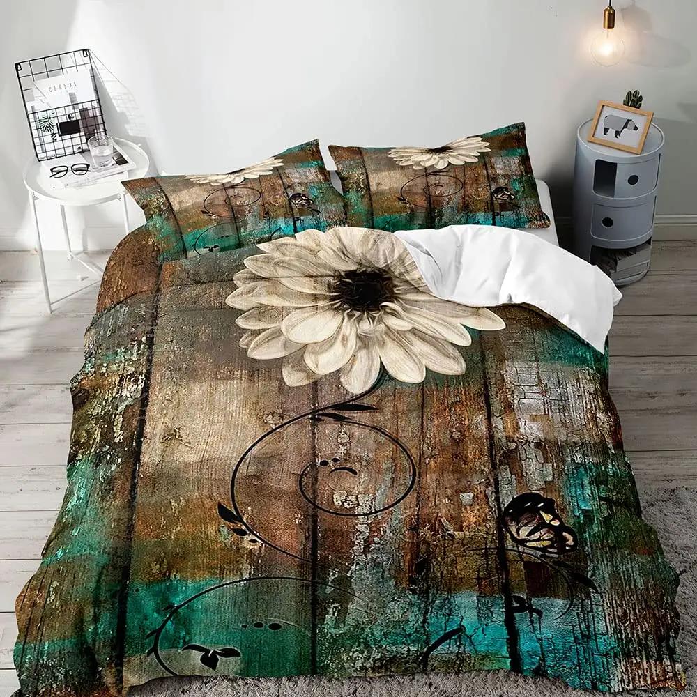 Yellow Daisy Duvet Cover Set Cute Floral Bedding Set For Kids Child Girls Garden Flowers King Comforter Cover With Pillowcase