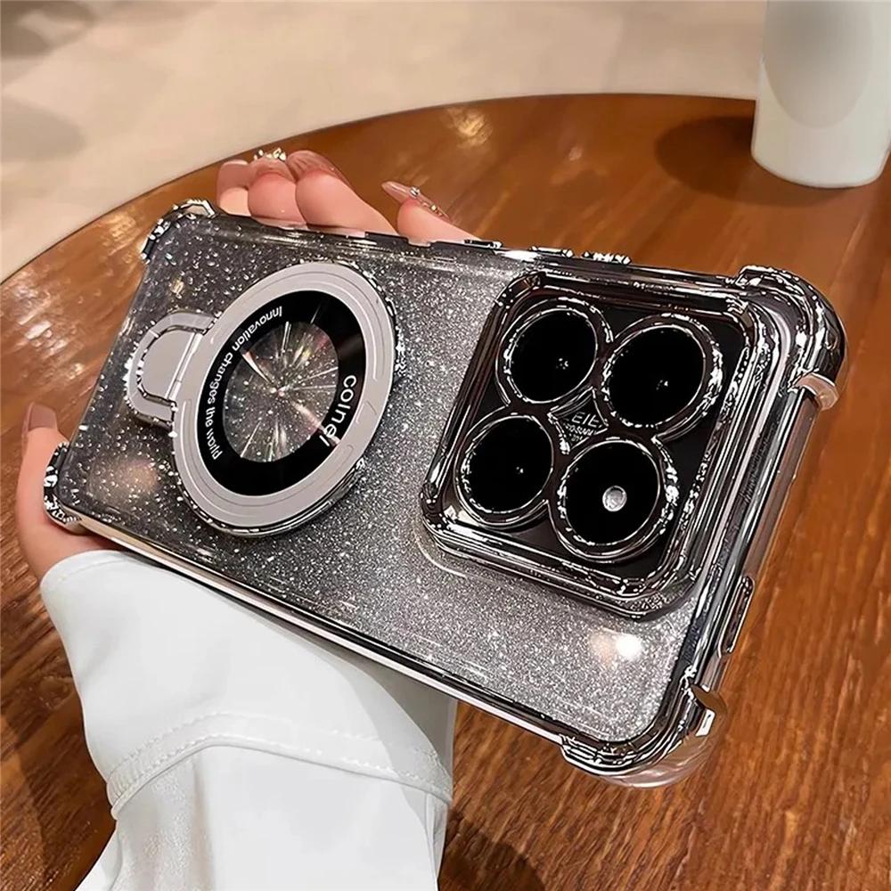 

Роскошный блестящий магнитный чехол-держатель для Huawei Nova 13 Pro 12 12S 11 10 9 8 7 6 5 Pro, противоударная силиконовая мягкая задняя крышка For Nova 5 Pro серебряный