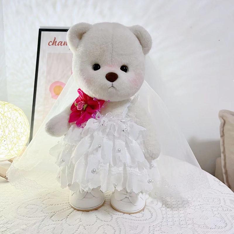 Medium Bear Outfit - Blue Pink Striped Carrot Overalls Set