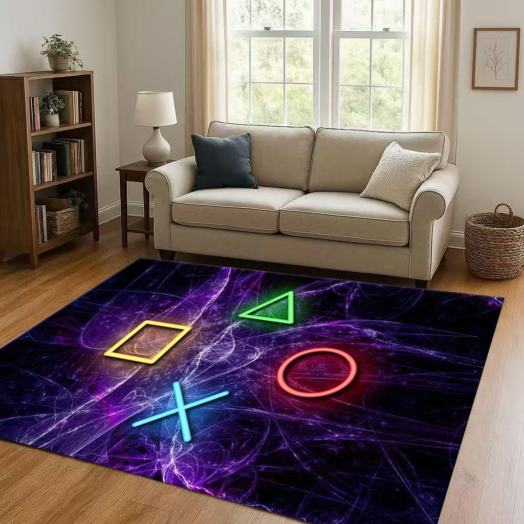 Classic Game Zone Sign Gamer Controller Living Room Non-Slip Area Rug Carpet for Bedroom Kids Playroom Sofa,Home Decor Doormat