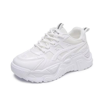 Schwarze Daddy Sneaker mit dicker Sohle Lässige vulkanisierte Schuhe Damen High Platform Sneaker Schnürschuhe Weiße Sneaker Damen