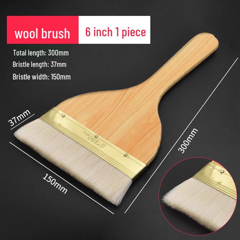 Wool-Latex Paint Brush with Wooden Handle, Soft Non-Shedding Bristles, Ideal for Wall Cleaning and Painting